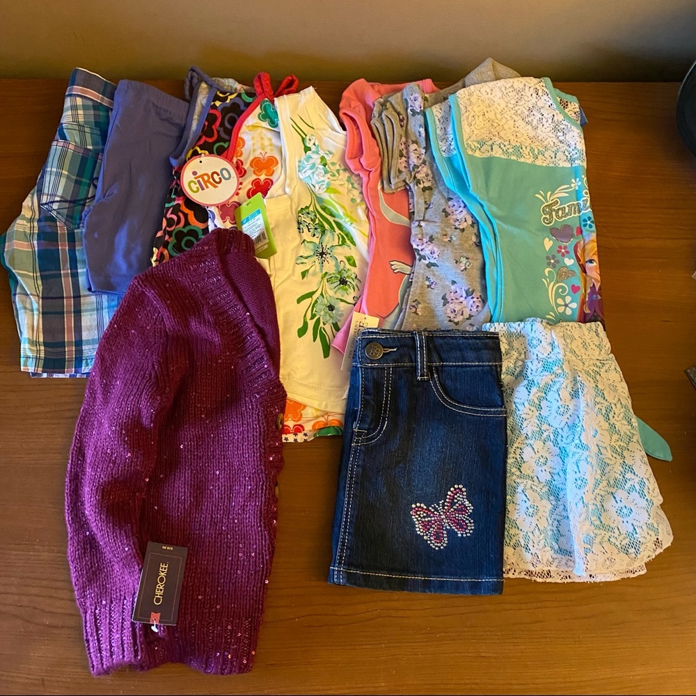 Mixed Lot 11 Pieces Girls Short Pants Shirts Sweater Skirt NWT